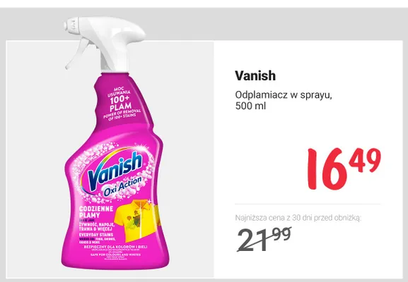 Odplamiacz w sprayu Vanish Oxi Action promocja w Rossmann