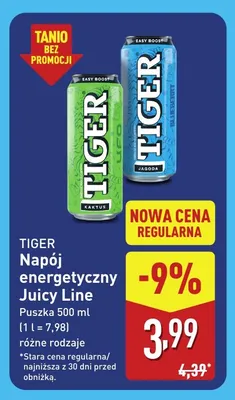 Napój energetyczny Juicy Line Tiger promocja w Aldi