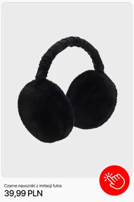 Czarne nauszniki z imitacji futra Cropp promocja w Cropp