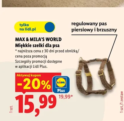 Miękkie szelki dla psa Max & Mila's World promocja w Lidl