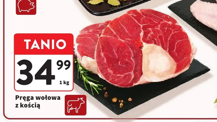 Pręga wołowa z kością promocja w Intermarche