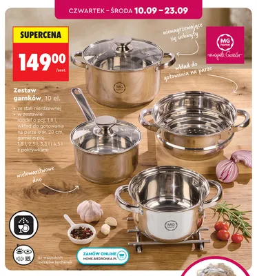 Zestaw garnków 10 el. ze stali nierdzewnej Mg Home promocja w Biedronka