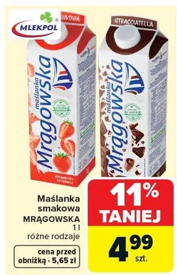 Maślanka smakowa mragowska promocja w Carrefour Market