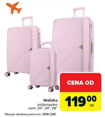 Walizka polipropylen różowa wym. 28" promocja w Carrefour