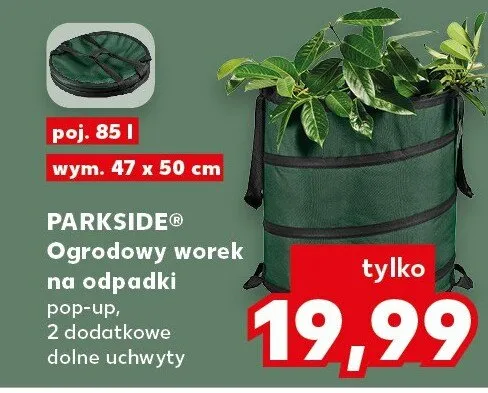 Ogrodowy worek na odpadki pop-up, 2 dodatkowe dolne uchwyty promocja w Kaufland