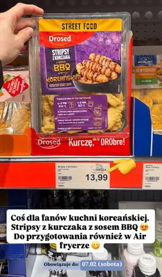 Stripsy z kurczaka z sosem BBQ Drosed Street Food promocja w Aldi