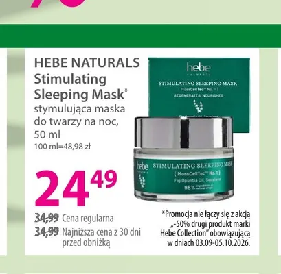 Stimulating Sleeping Mask stymulująca maska do twarzy na noc Hebe Naturals promocja w Hebe
