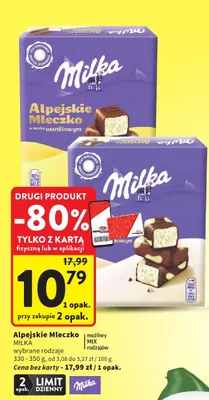 Alpejskie mleczko o smaku waniliowym wybrane rodzaje promocja w Intermarche