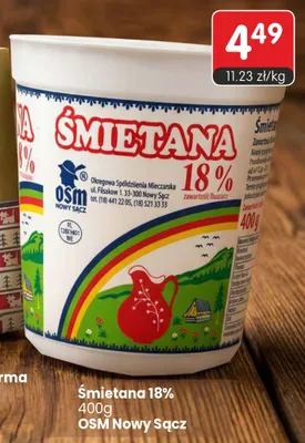 Śmietana OSM Nowy Sącz 18% promocja w Market Point