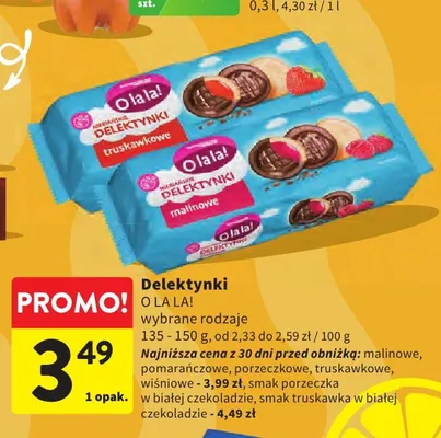 Ciastka Delektynki wiśniowe O La La! promocja w Intermarche