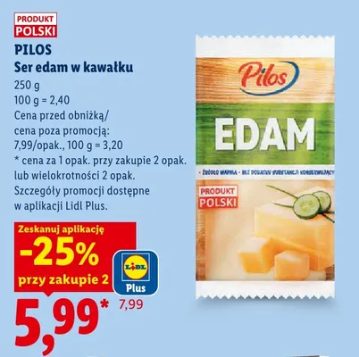 Ser edam w kawałku Pilos promocja w Lidl