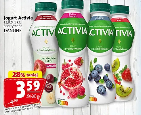Jogurt Activia truskawka kiwi Danone promocja w Prim Market