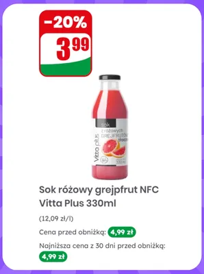 Sok różowy grejpfrut NFC Vitta Plus promocja w Dino
