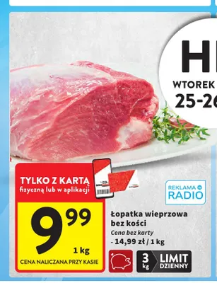 Łopatka wieprzowa bez kości promocja w Intermarche
