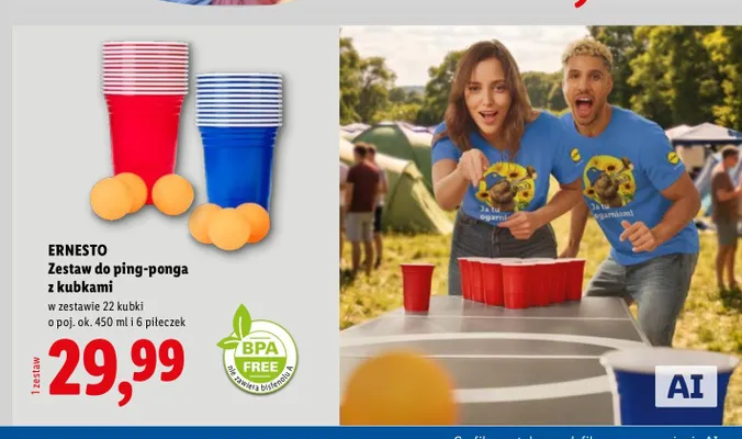 Zestaw do ping-ponga z kubkami Ernesto promocja w Lidl