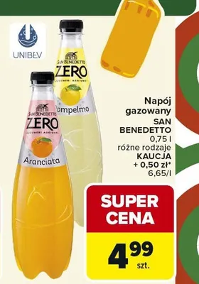 Napój gazowany SAN BENEDETTO Zero Pompelmo promocja w Carrefour