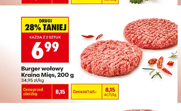 Burger wołowy Kraina Mięs promocja w Biedronka