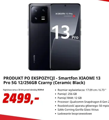 Smartfon Xiaomi 13 Pro 5 g 12/256GB czarny promocja w Media Markt