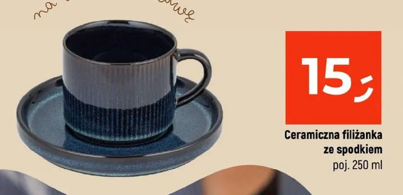 Ceramiczna filiżanka ze spodkiem 250 ml promocja w Dealz