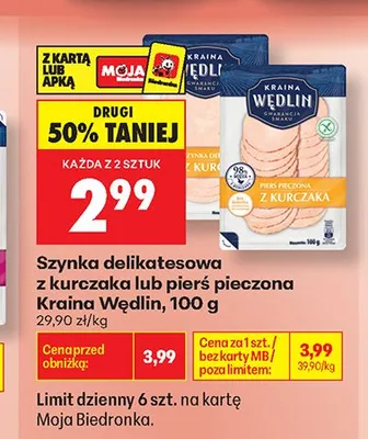 Szynka delikatesowa z kurczaka Kraina Wędlin promocja w Biedronka