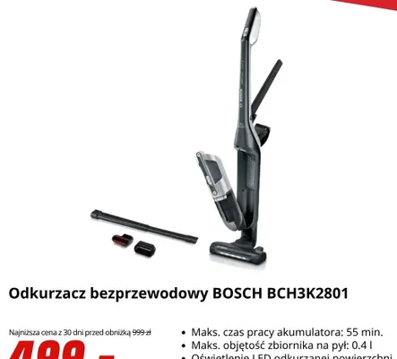 Odkurzacz bezprzewodowy Bosch BCH3K2801 promocja w Media Markt