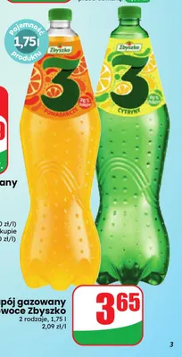 Napój gazowany 3 owoce cytryny Zbyszko promocja w Dino