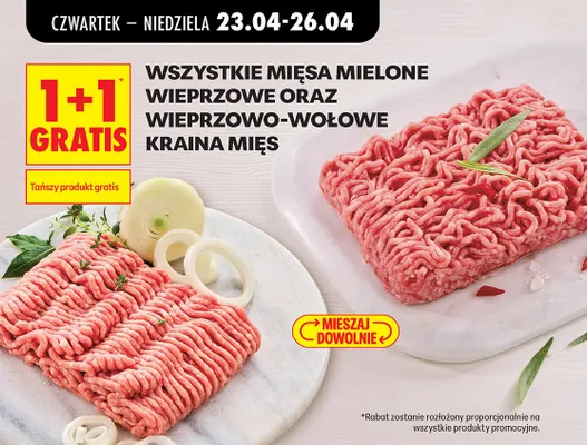 Mięso mielone wieprzowo-wołowe Kraina Mięs promocja w Biedronka