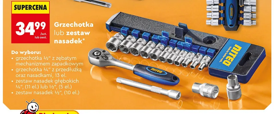 Zestaw nasadek głębokich 1/2" NITEO 5 el. promocja w Biedronka