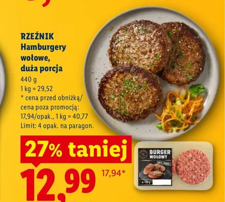 Hamburgery wołowe Rzeźnik promocja w Lidl