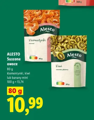 Suszone owoce banany mini Alesto promocja w Lidl