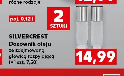 Dozownik oleju ze zdejmowaną głowicą rozpylającą 2-pak Silvercrest promocja w Kaufland