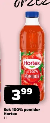 Sok 100% pomidor Hortex promocja w Netto