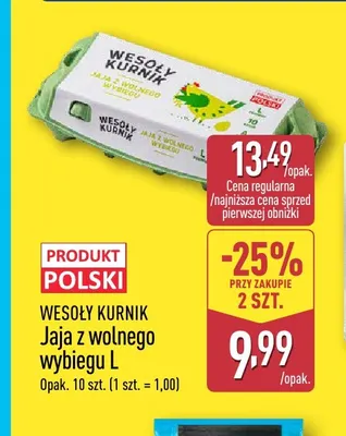 Jajka kurze z wolnego wybiegu L Wesoły Kurnik promocja w Aldi