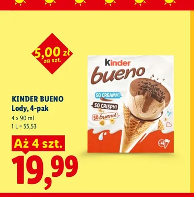 Lody Kinder Bueno 4-pak promocja w Lidl