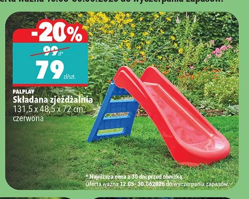 Składana zjeżdżalnia PALPLAY 131,5x48,5x72cm czerwona promocja w Biedronka