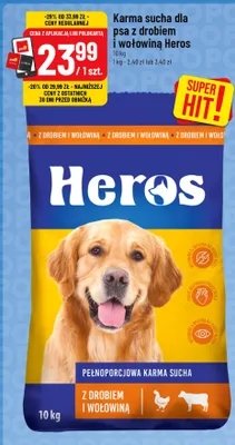 Karma sucha dla psa z drobiem i wołowiną Heros promocja w POLOmarket
