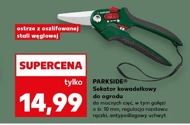 Sekator kowadełkowy do ogrodu Parkside ostrze z oszlifowanej stali węglowej promocja w Kaufland