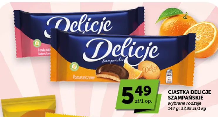 Ciastka Delicje Szampańskie Pomarańczowe promocja w Euro Sklep