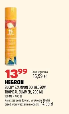 Suchy szampon do włosów Tropical Summer Hegron promocja w Drogerie Natura