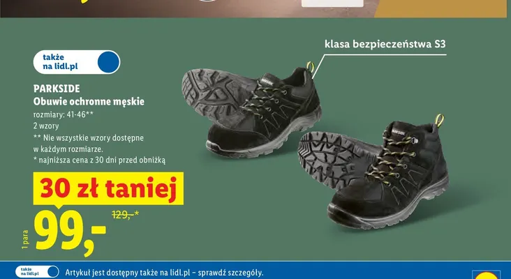 Obuwie ochronne męskie Parkside promocja w Lidl