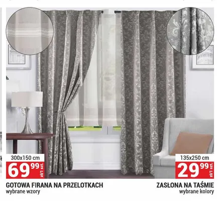Zasłona na taśmie 135x250 cm promocja w Merkury Market
