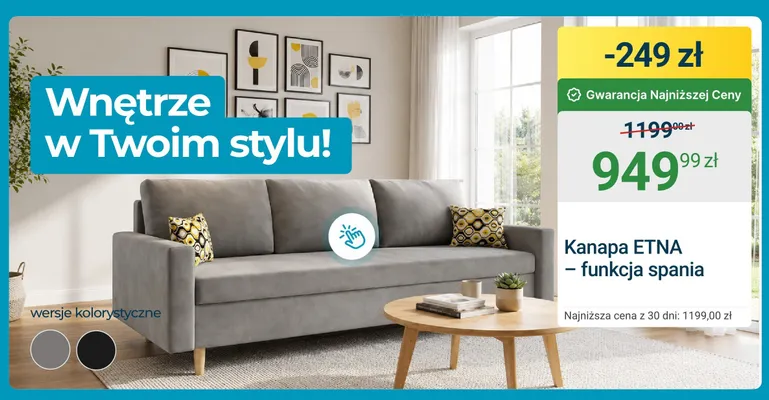 Kanapa ETNA z funkcją spania promocja w ERLI
