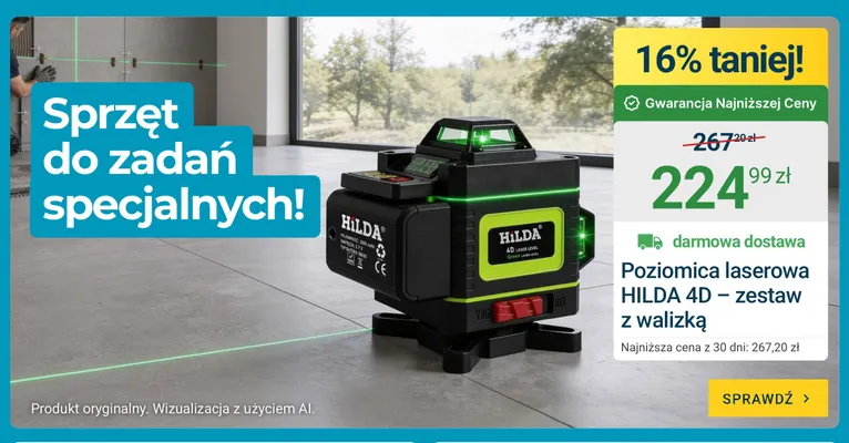 Poziomica laserowa Hilda 4D - zestaw z walizką promocja w ERLI