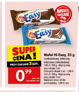 Wafel Hi Easy czekoladowy promocja w Twój Market