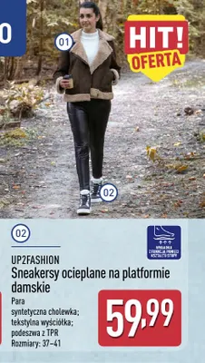 Sneakersy ocieplane na platformie damskie UP2FASHION promocja w Aldi