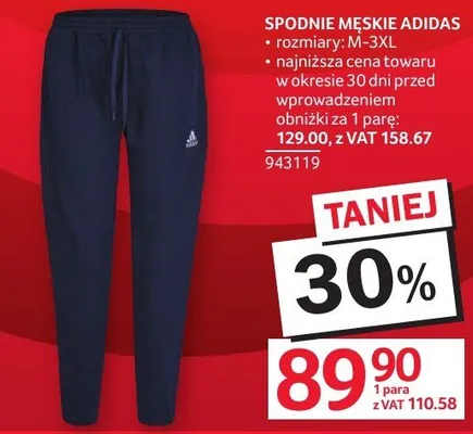 Spodnie SPODNIE MĘSKIE ADIDAS promocja w Selgros
