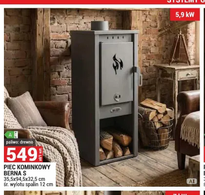 Piec kominkowy Berna S promocja w Merkury Market