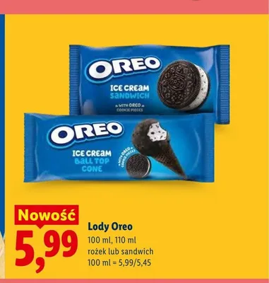 Lody Oreo sandwich promocja w Lidl