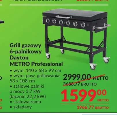 Grill gazowy 6-palnikowy Dayton METRO Professional promocja w Makro