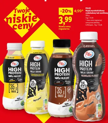 Napój wysokobiałkowy waniliowy Pilos promocja w Lidl